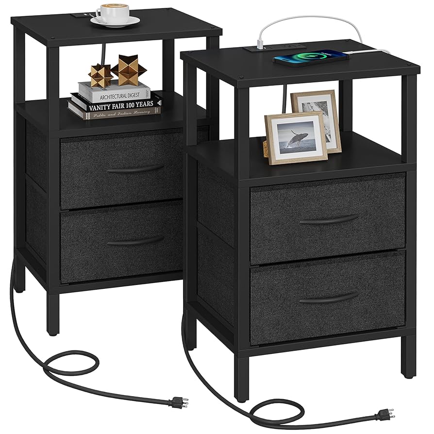 Amazon.com: TUTOTAK End Table with Charging Station, Side